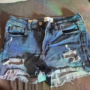 Distressed Blue Denim Shorts